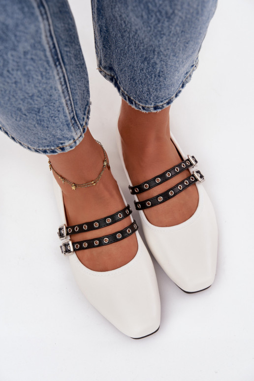 Bailarinas Feminino com listras cor branca Deliora