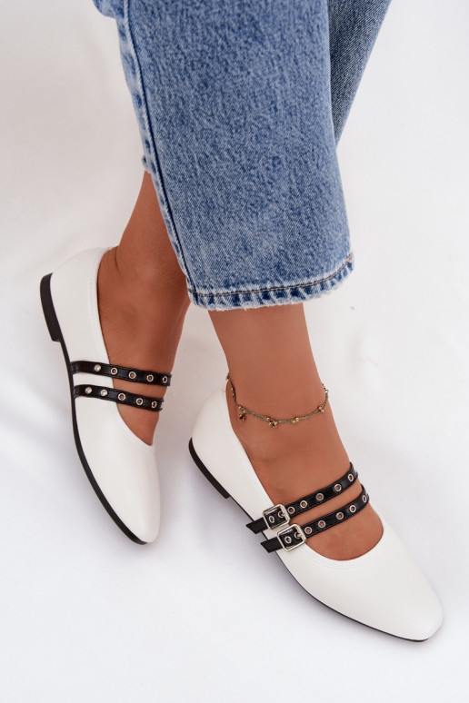 Bailarinas Feminino com listras cor branca Deliora