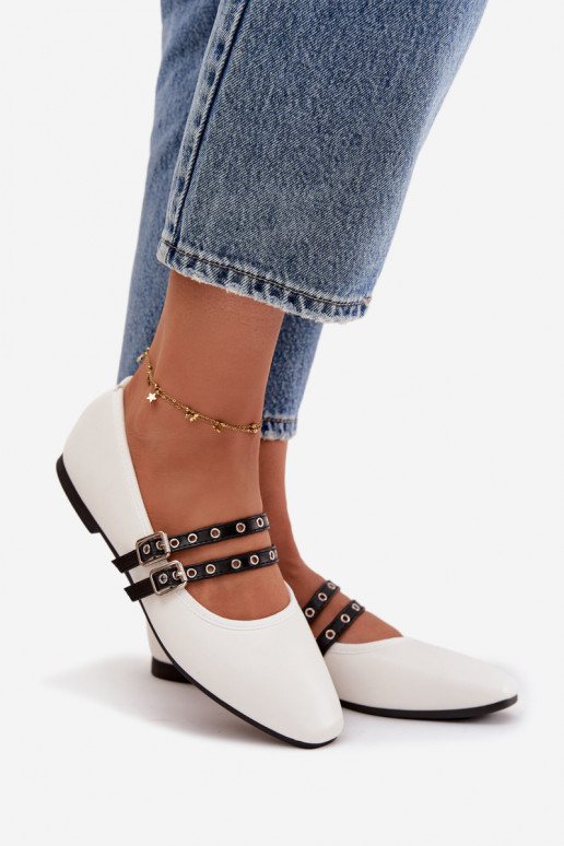 Bailarinas Feminino com listras cor branca Deliora