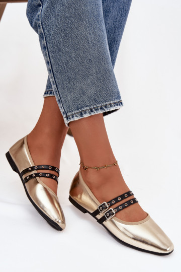 Bailarinas Feminino com listras cor dourada Deliora