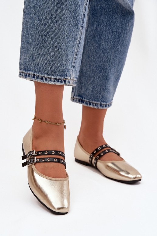 Bailarinas Feminino com listras cor dourada Deliora