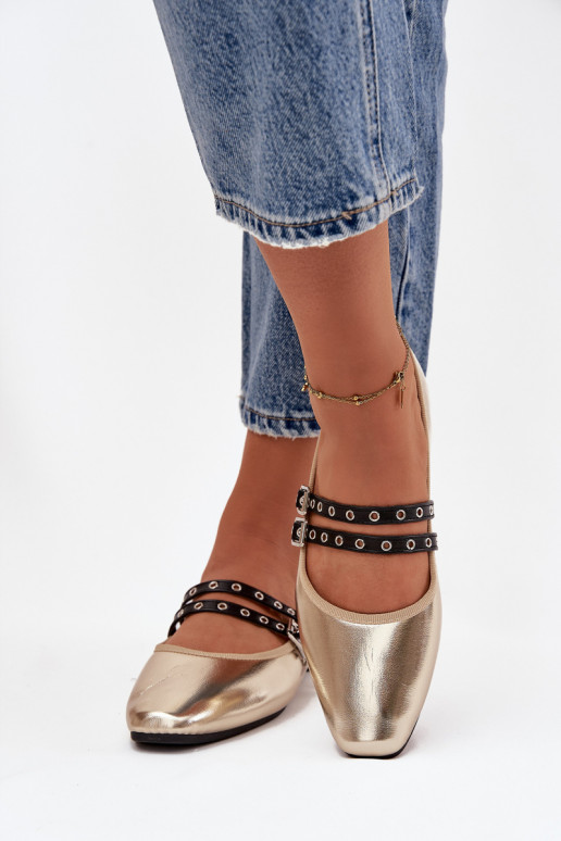 Bailarinas Feminino com listras cor dourada Deliora