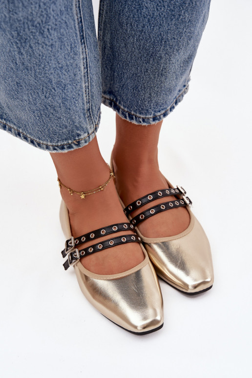 Bailarinas Feminino com listras cor dourada Deliora