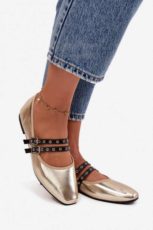 Bailarinas Feminino com listras cor dourada Deliora