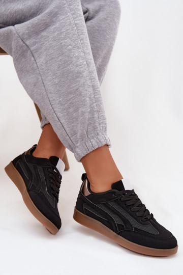 Tênis femininos estilo esportivo na cor preta Hanelor