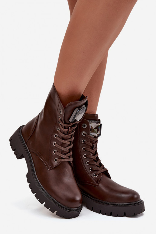 Botins de trabalho FemininoOzdoba Eko Pele CzekoladoParae Karessa