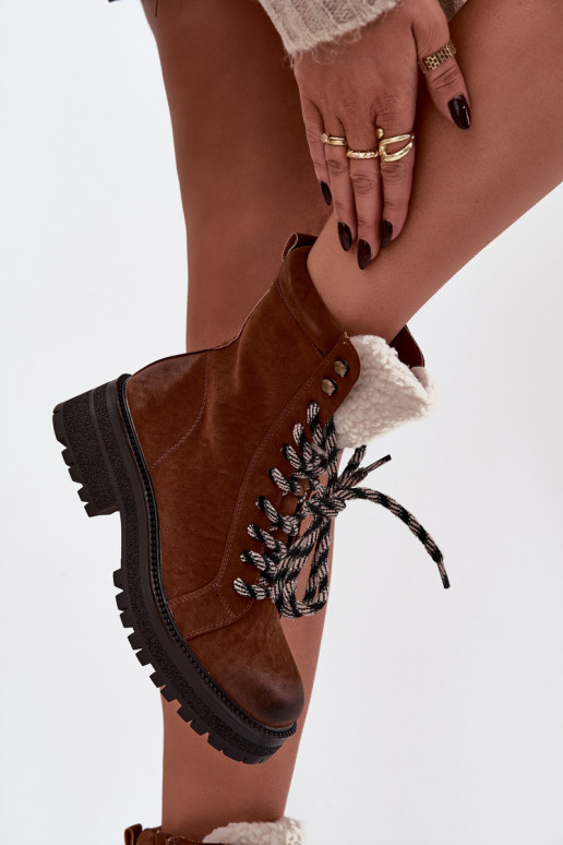 Botas sapato Feminino de couro ecológico cor marrom Bellora