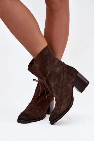 Botas femininas de camurça "Zazoo 1151" na cor chocolate