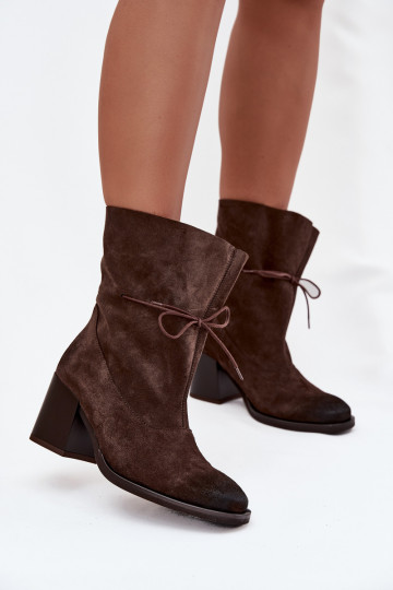 Botas femininas de camurça "Zazoo 1151" na cor chocolate 2