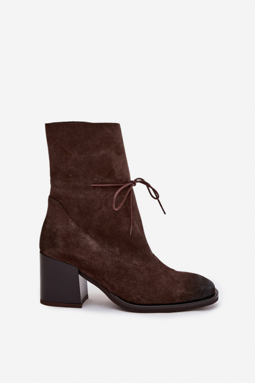Pele de camurça Botas femininas Zazoo 1151 CzekoladoParae