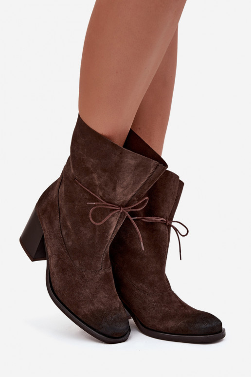 Pele de camurça Botas femininas Zazoo 1151 CzekoladoParae