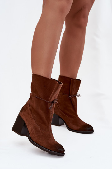 Pele de camurça Botas femininas Zazoo 1151 cor marrom 2