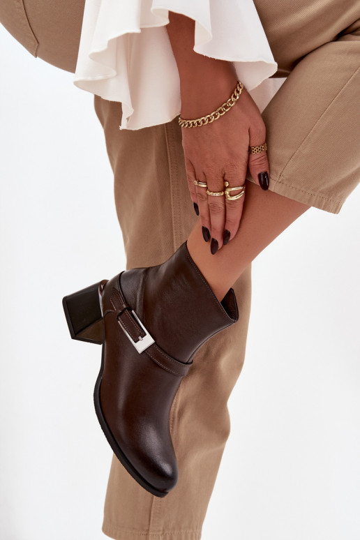 Pele Botas femininas com salto com fivelas Zazoo 60562 CzekoladoParae