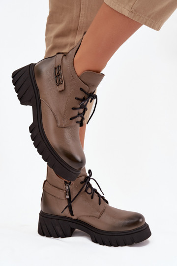 Botas femininas de cano curto, quentes, na cor areia "Zazoo 60483"