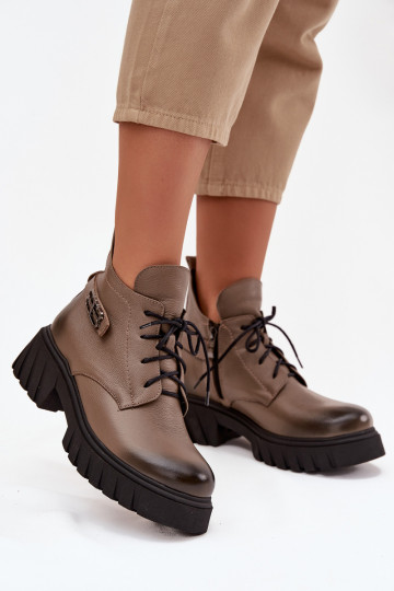 Botas femininas de cano curto, quentes, na cor areia "Zazoo 60483" 2