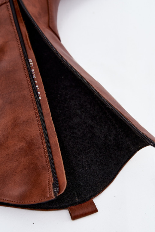 Pele botas estilo vaqueiro com salto aquecimento Zazoo 70155 cor marrom