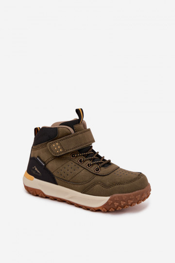 botas de caminhada Infantil com fixadores adesivos cor cáqui Pavisse