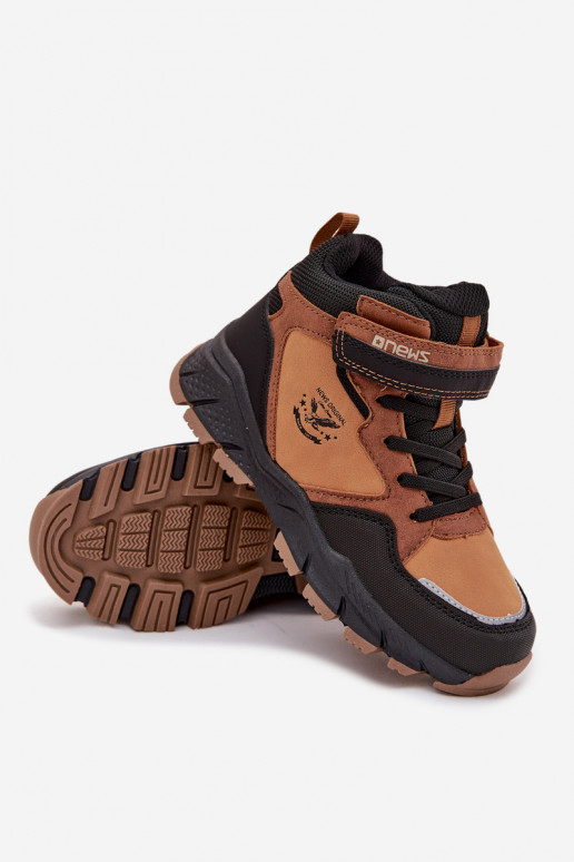 Botas de inverno Caminhada Infantil com fixadores adesivos aquecimento cor marrom Miravie