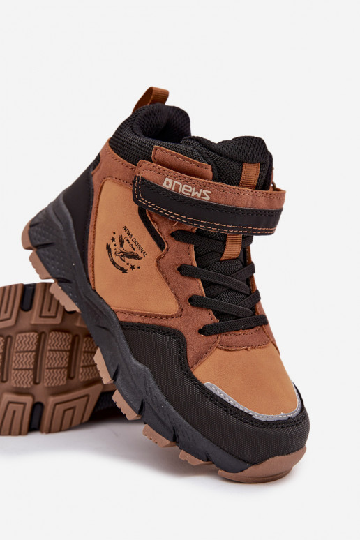 Botas de inverno Caminhada Infantil com fixadores adesivos aquecimento cor marrom Miravie