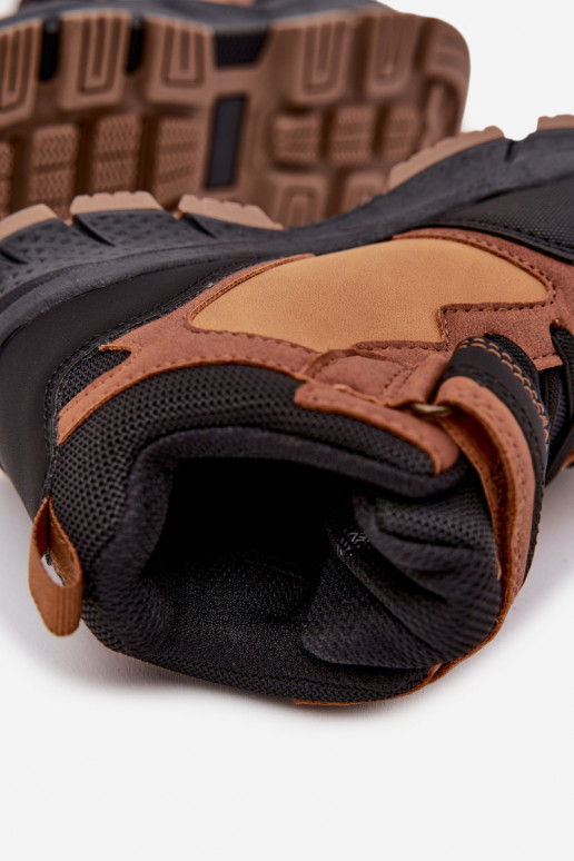 Botas de inverno Caminhada Infantil com fixadores adesivos aquecimento cor marrom Miravie