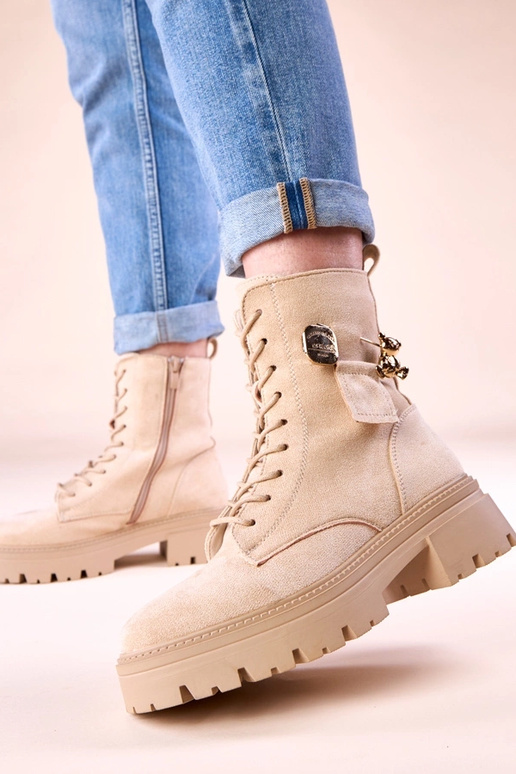 Botas femininas na cor areia com...