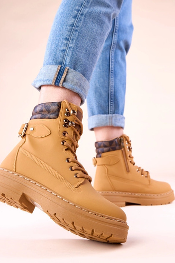Botas femininas marrons quentes de couro sintético fosco Selio