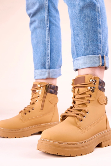 Botas femininas marrons quentes de couro sintético fosco Selio 2