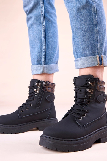 Botas femininas pretas quentes de couro sintético fosco Selio 2