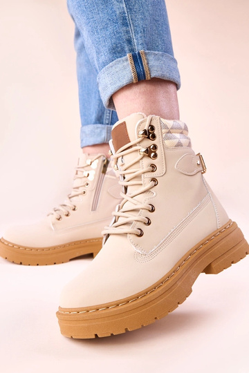 Botas femininas na cor areia quentes de couro sintético fosco Selio 2