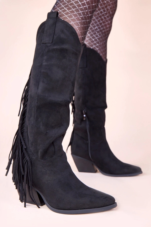 Botas de cowboy pretas com franjas Misa