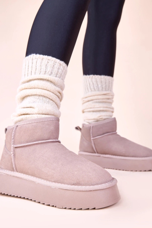 Botas de neve cinzas em camurça...