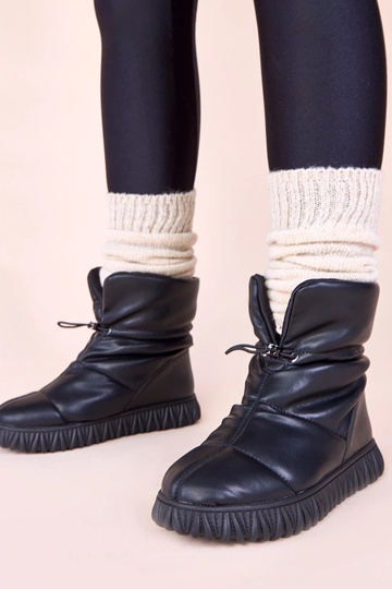 Botas de neve pretas em couro natural com elástico Raschmi