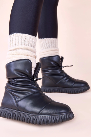 Botas de neve pretas em couro natural com elástico Raschmi 2