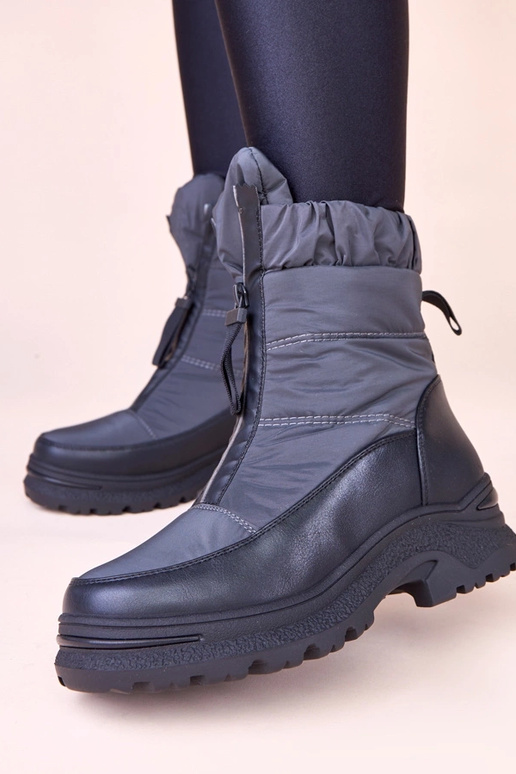 Botas de neve cinzas com zíper Hina