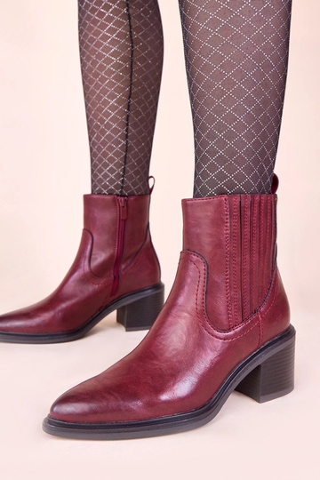Botas bordô em salto com faixa elástica Sesie