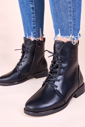 Botas quentes pretas amarradas com cadarços Eladia 2
