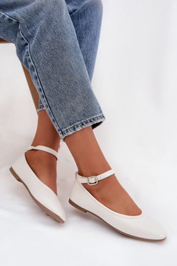 Bailarinas Feminino com alças I com fivelas cor branca Janelor