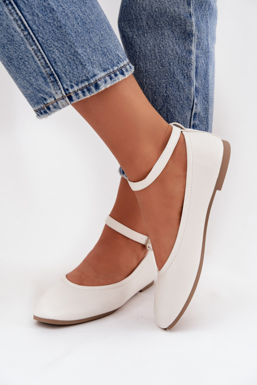 Bailarinas Feminino com alças I com fivelas cor branca Janelor