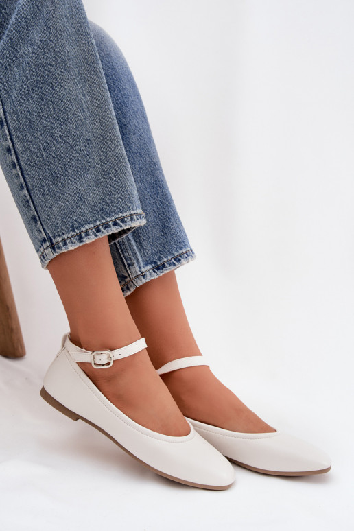 Bailarinas Feminino com alças I com fivelas cor branca Janelor