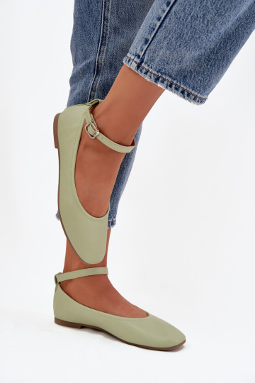 Bailarinas Feminino com alças I com fivelas cor verde Janelor