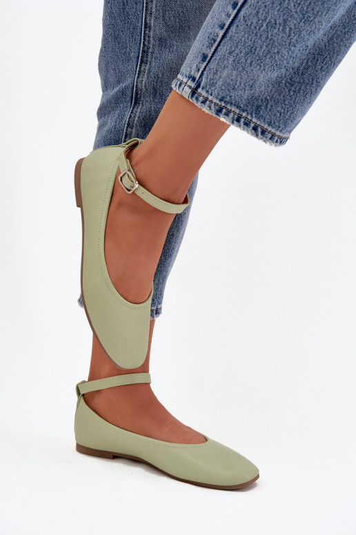 Bailarinas Feminino com alças I com fivelas cor verde Janelor