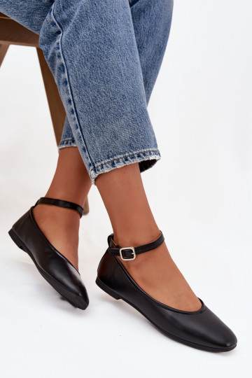 Bailarinas Feminino com alças I com fivelas cor preta Janelor