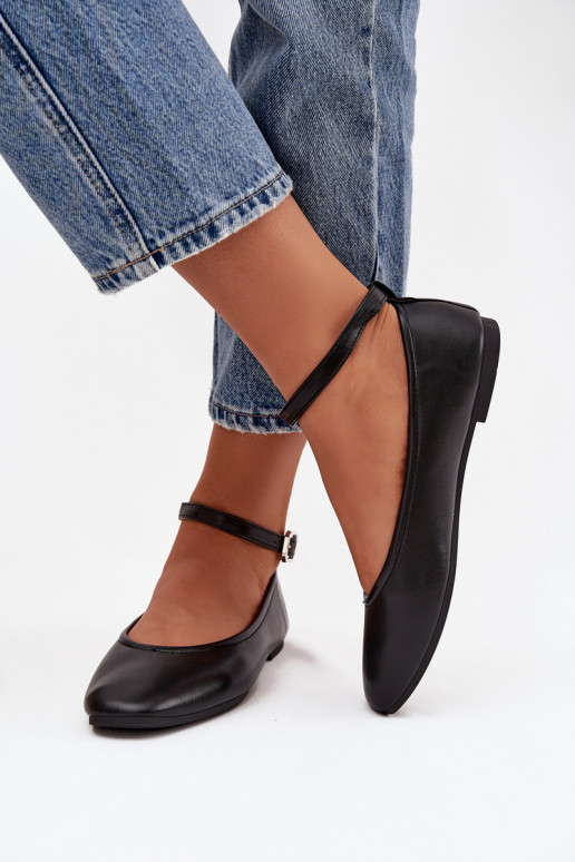 Bailarinas Feminino com alças I com fivelas cor preta Janelor