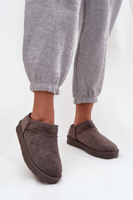 Botas de neve Feminino aquecimento com pelo por dentro cor cinza Serenne