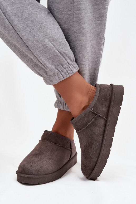 Botas de neve Feminino aquecimento com pelo por dentro cor cinza Serenne