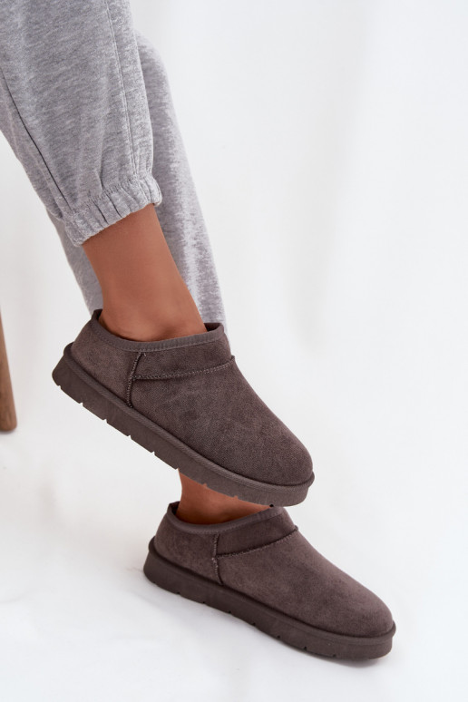 Botas de neve Feminino aquecimento com pelo por dentro cor cinza Serenne