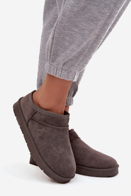 Botas de neve Feminino aquecimento com pelo por dentro cor cinza Serenne