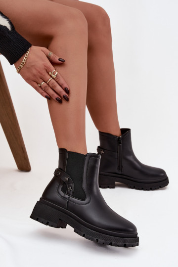 botas elegantes Casal o castelo Com decoraçõesi Detalami aquecimento cor preta Verisse