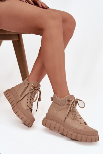 Feminino aquecimento Botas sapato com uma plataforma cor marrom Carenna