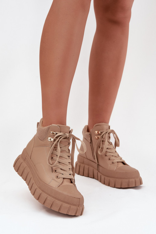 Feminino aquecimento Botas sapato com uma plataforma cor marrom Carenna